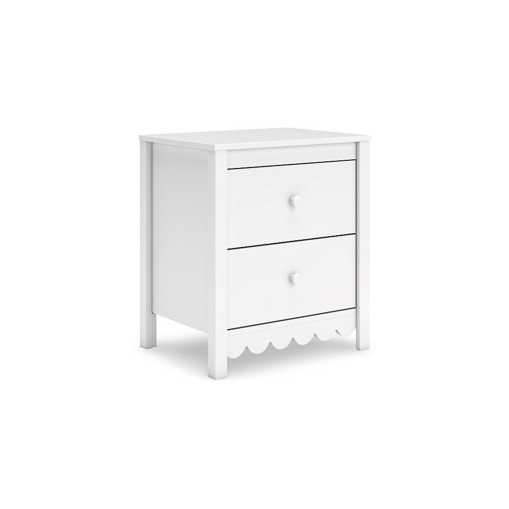 Ashley Kally Nightstand | 2 Drawers | Modern Matte White Wood Finish | 24"