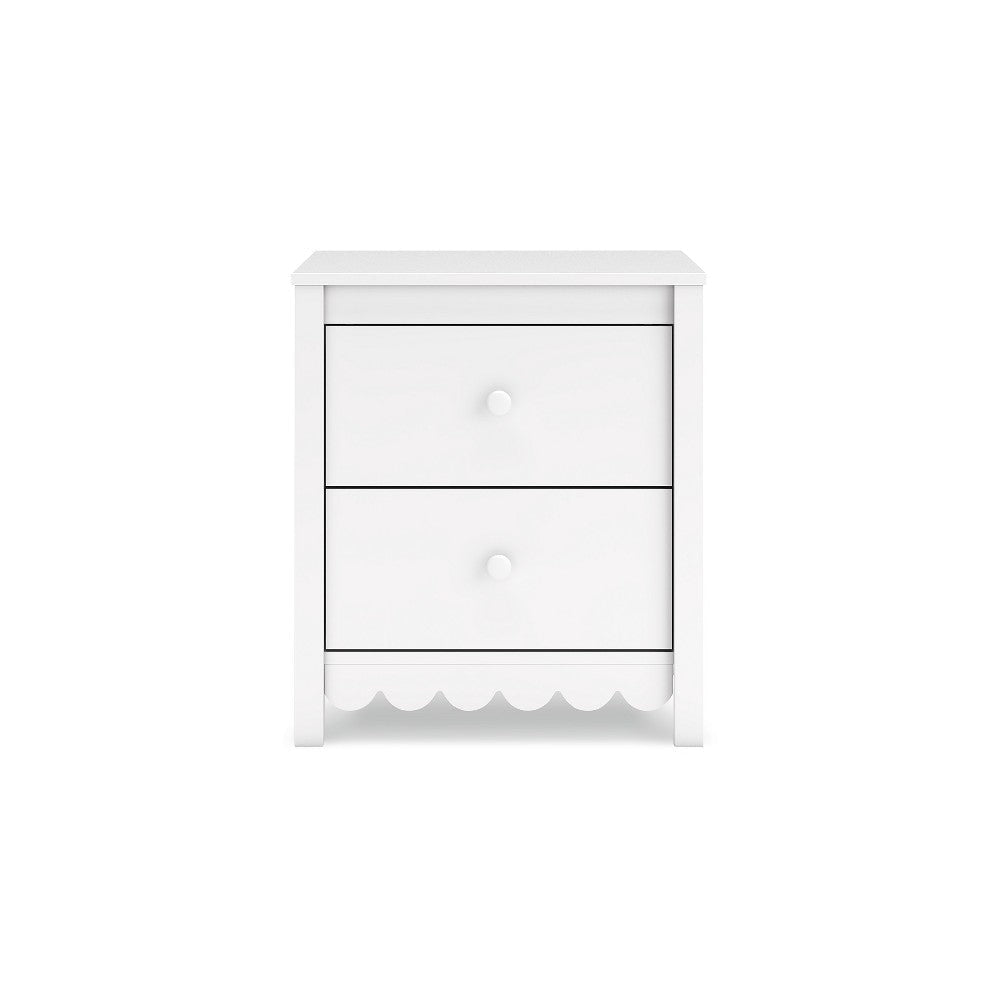 Ashley Kally Nightstand | 2 Drawers | Modern Matte White Wood Finish | 24’’ BM327919