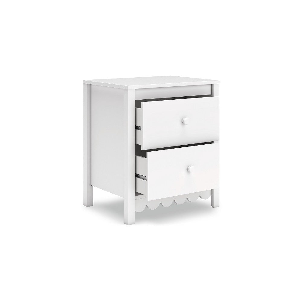 Ashley Kally Nightstand | 2 Drawers | Modern Matte White Wood Finish | 24’’ BM327919