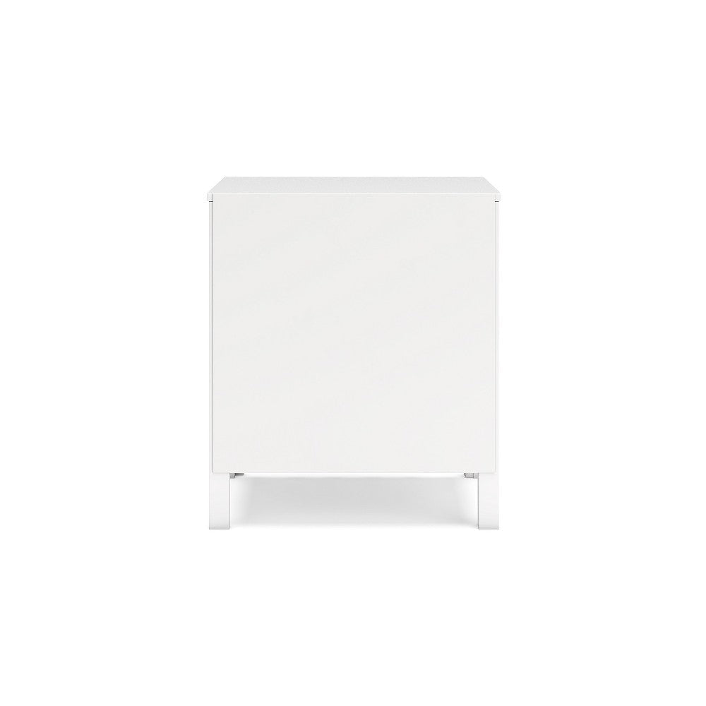 Ashley Kally Nightstand | 2 Drawers | Modern Matte White Wood Finish | 24’’ BM327919