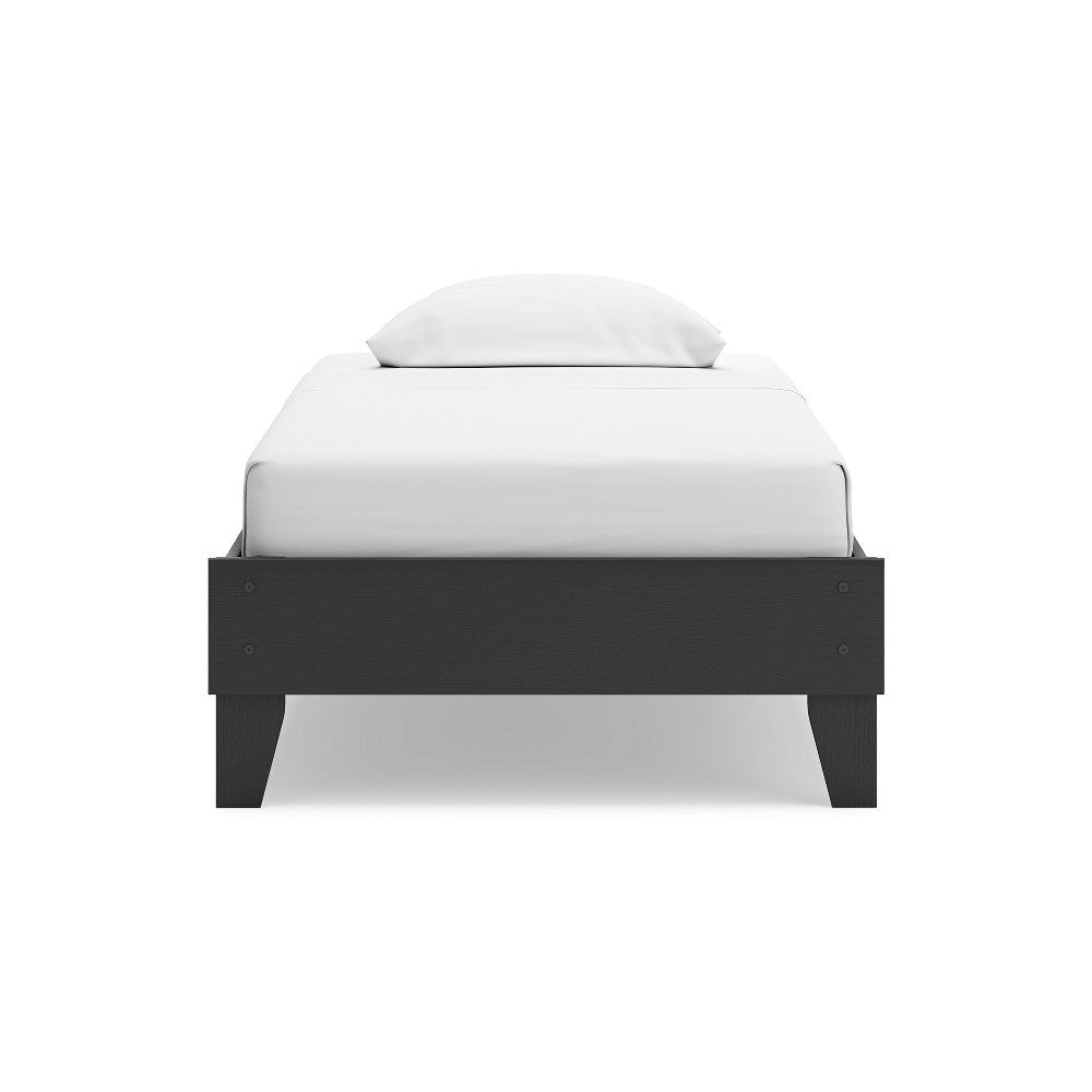 Ashley Alli Twin Size Platform Bed | Matte Black Wood Frame with Laminate BM327920