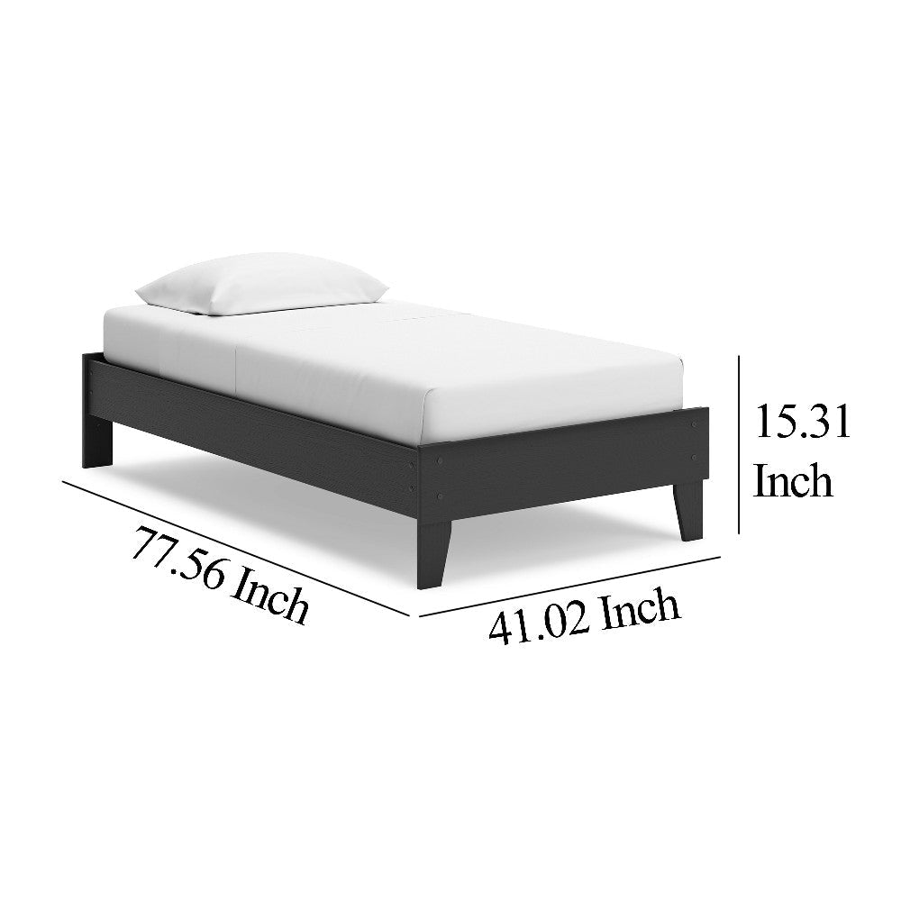 Ashley Alli Twin Size Platform Bed | Matte Black Wood Frame with Laminate BM327920
