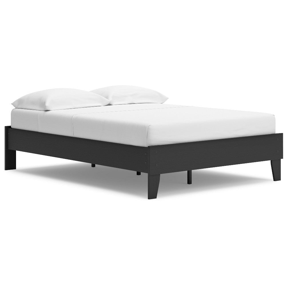 Ashley Alli Full Size Platform Bed | Matte Black Wood Frame with Laminate