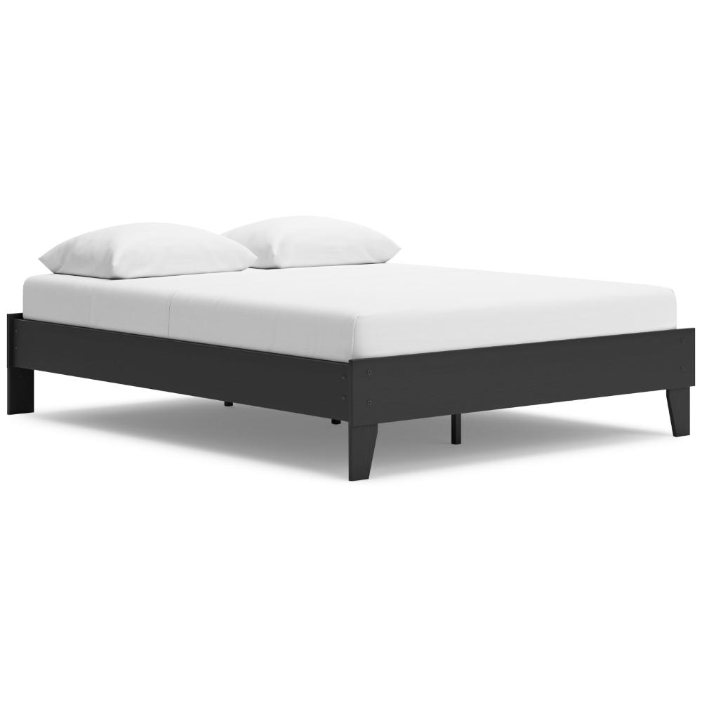 Ashley Alli Queen Size Platform Bed | Matte Black Wood Frame with Laminate