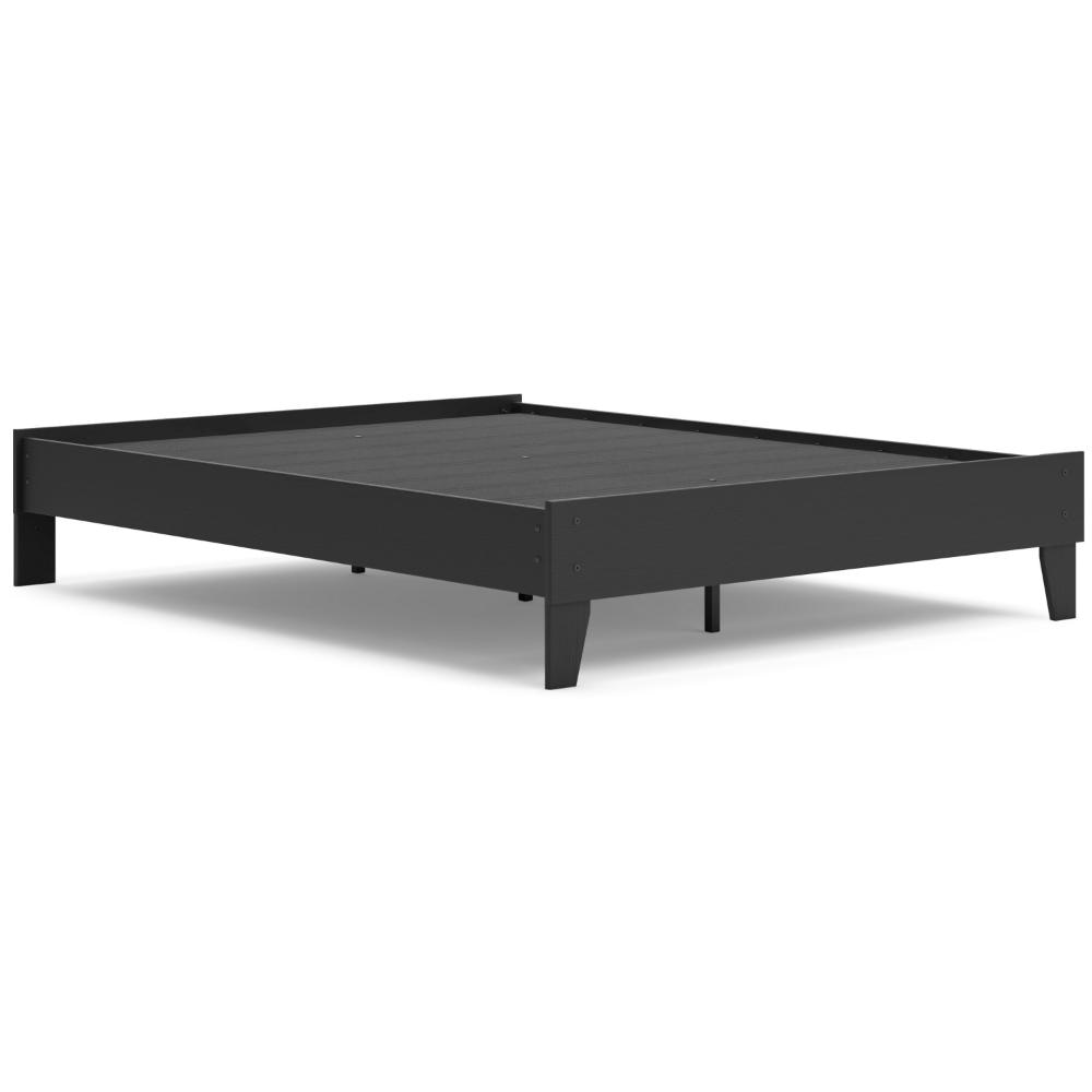 Ashley Alli Queen Size Platform Bed | Matte Black Wood Frame with Laminate BM327922
