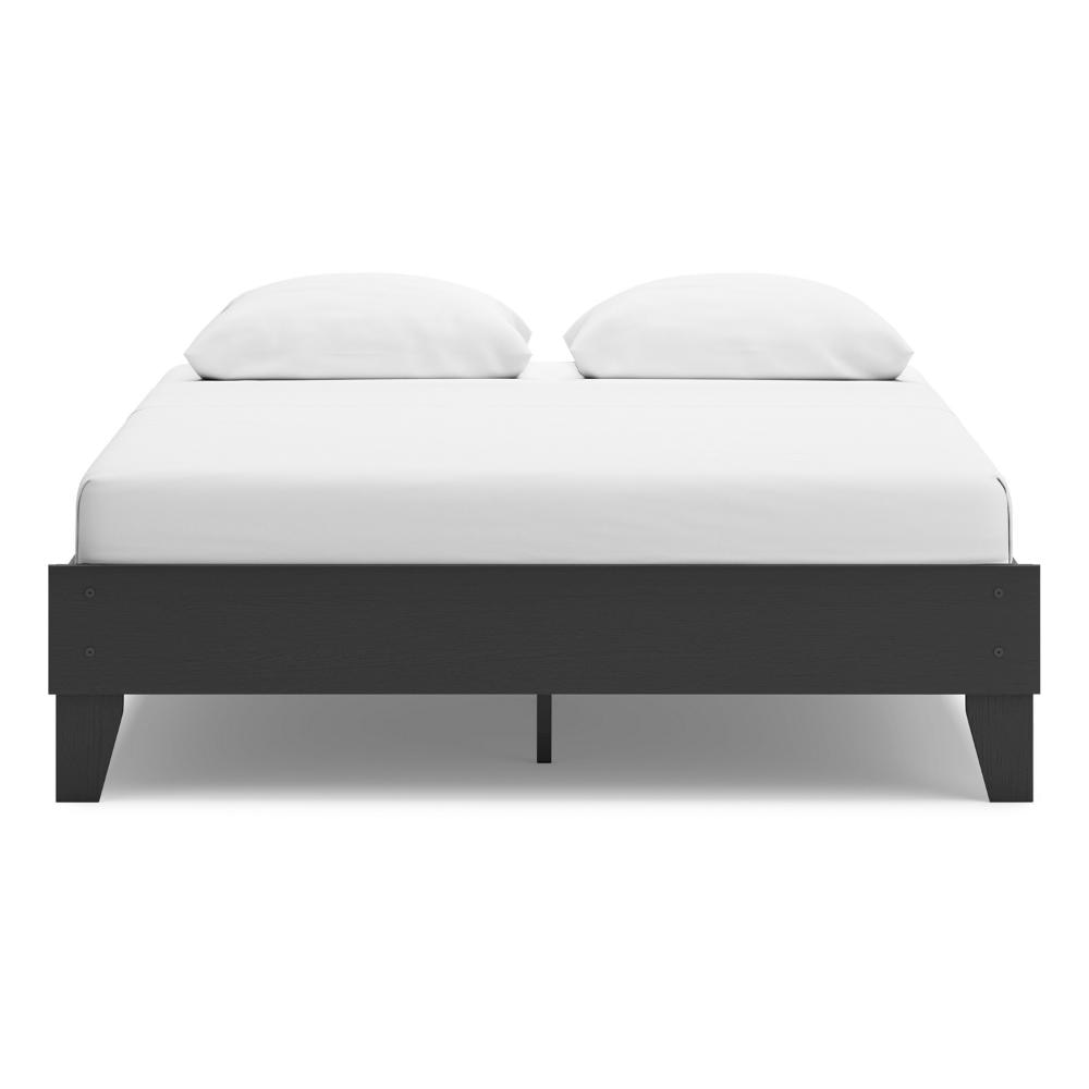 Ashley Alli Queen Size Platform Bed | Matte Black Wood Frame with Laminate BM327922