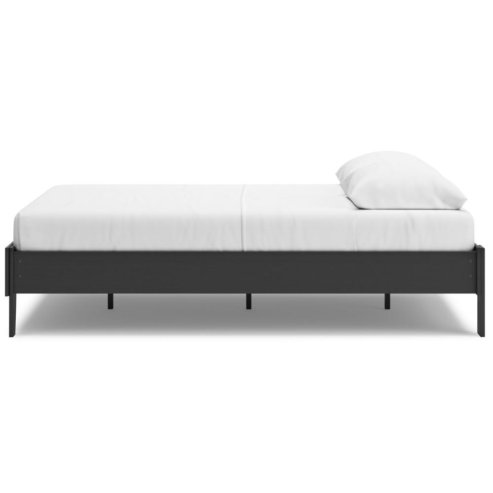 Ashley Alli Queen Size Platform Bed | Matte Black Wood Frame with Laminate BM327922