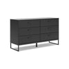 Ashley Alli Wide Dresser | 6 Drawers | Matte Black Wood | Metal Base | 59"