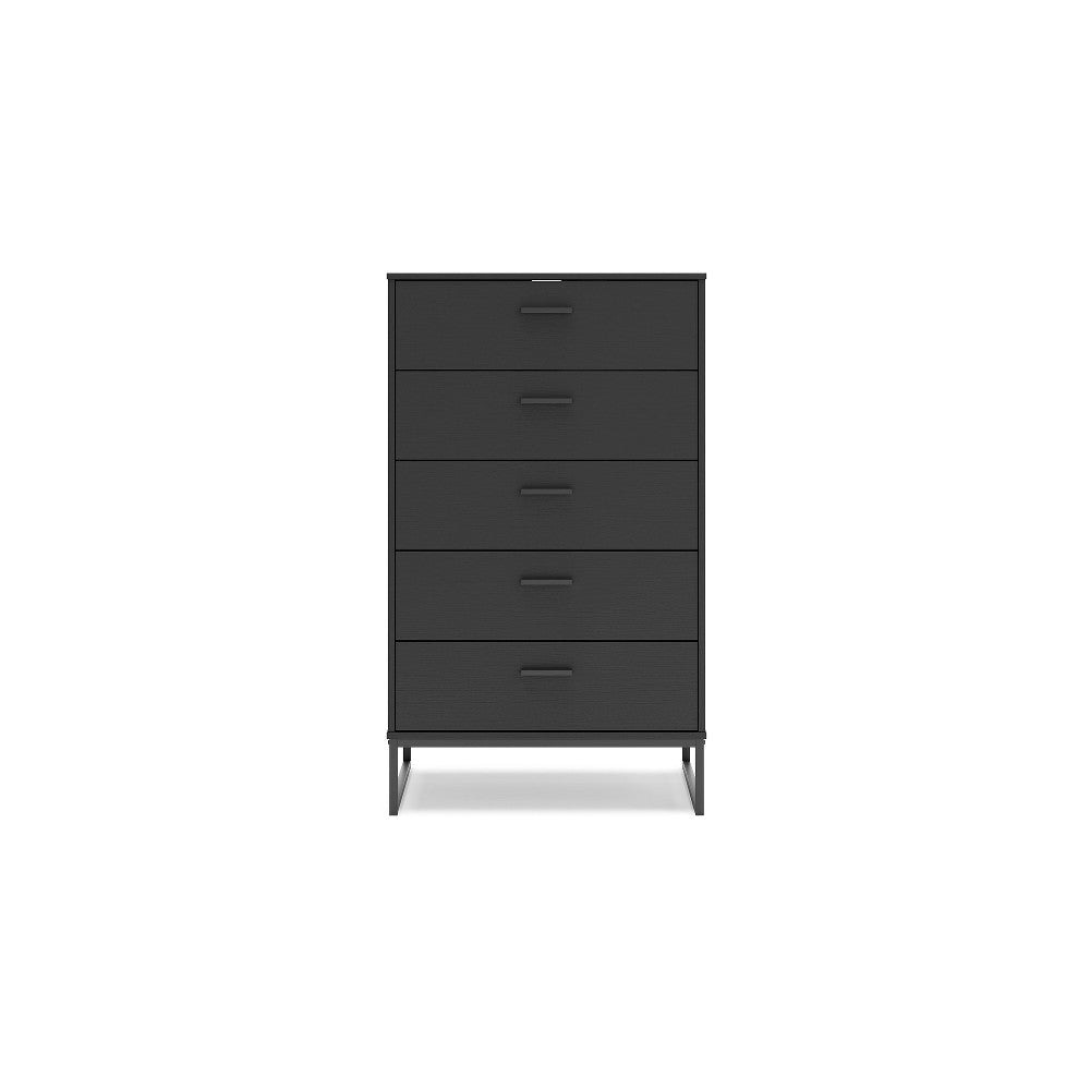Ashley Alli Tall Dresser Chest | 5 Drawers | Matte Black | Metal Base | 51’’ BM327924