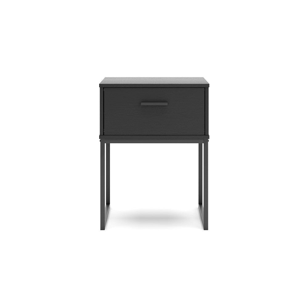 Ashley Alli Nightstand | 1 Drawer | Matte Black Wood | Metal Base | 26’’ BM327925