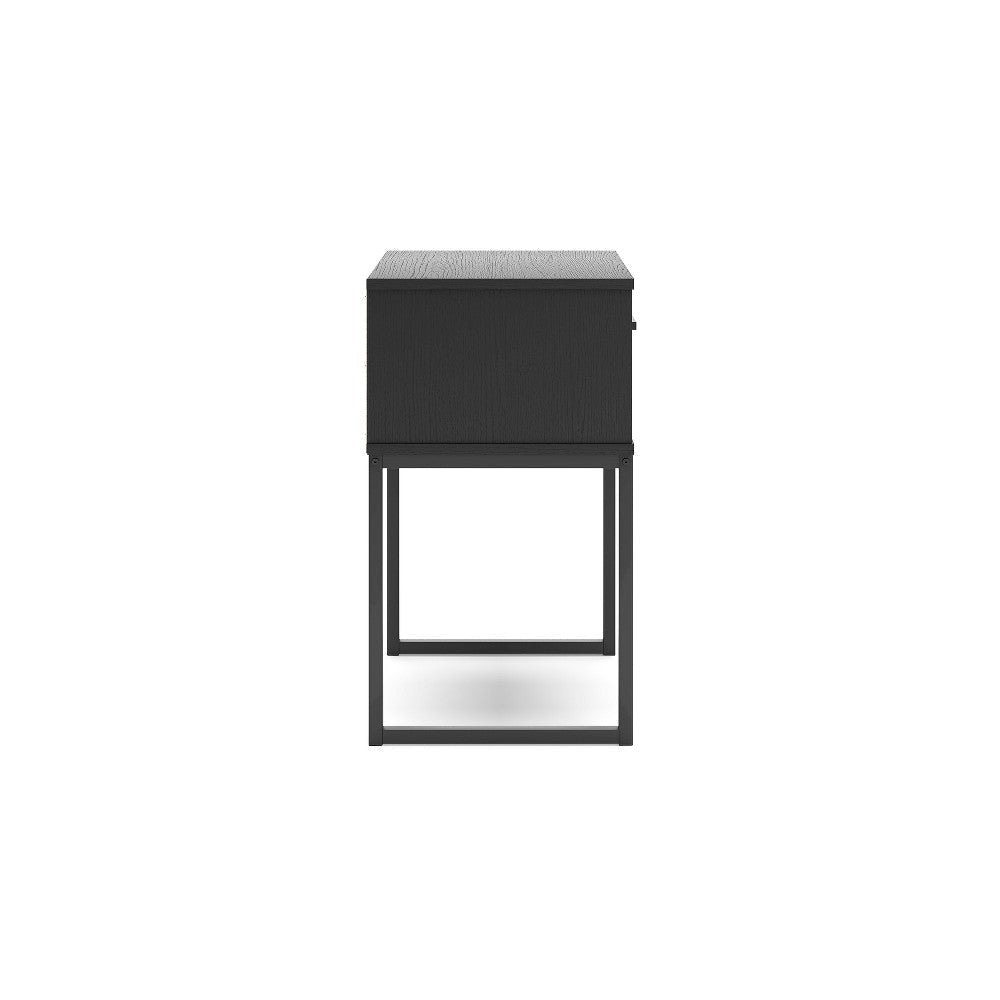Ashley Alli Nightstand | 1 Drawer | Matte Black Wood | Metal Base | 26’’ BM327925