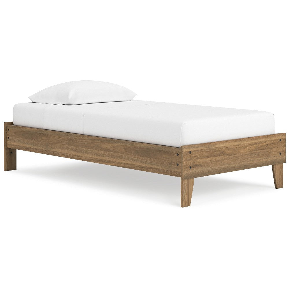 Ashley Deana Twin Platform Bed | Honey Brown Wood | Low Profile Tapered Legs