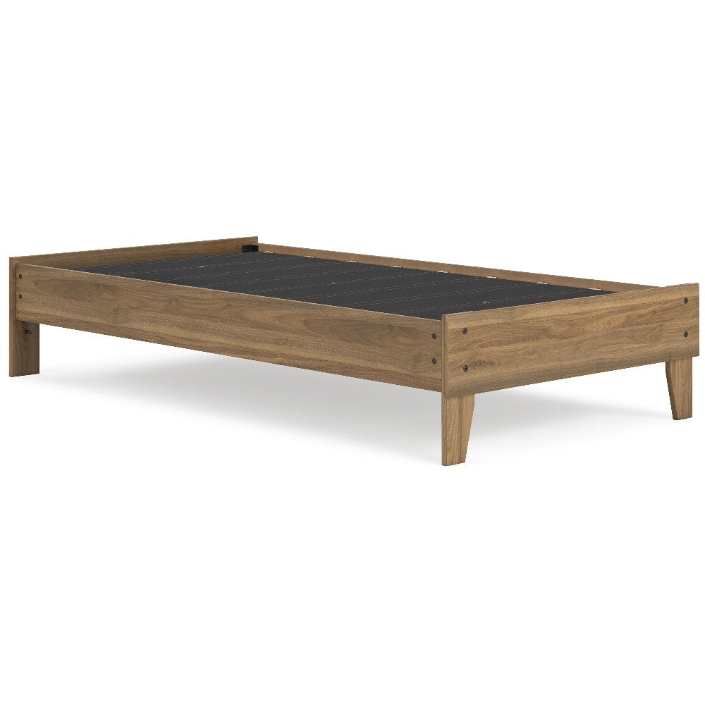 Ashley Deana Twin Platform Bed | Honey Brown Wood | Low Profile Tapered Legs BM327926