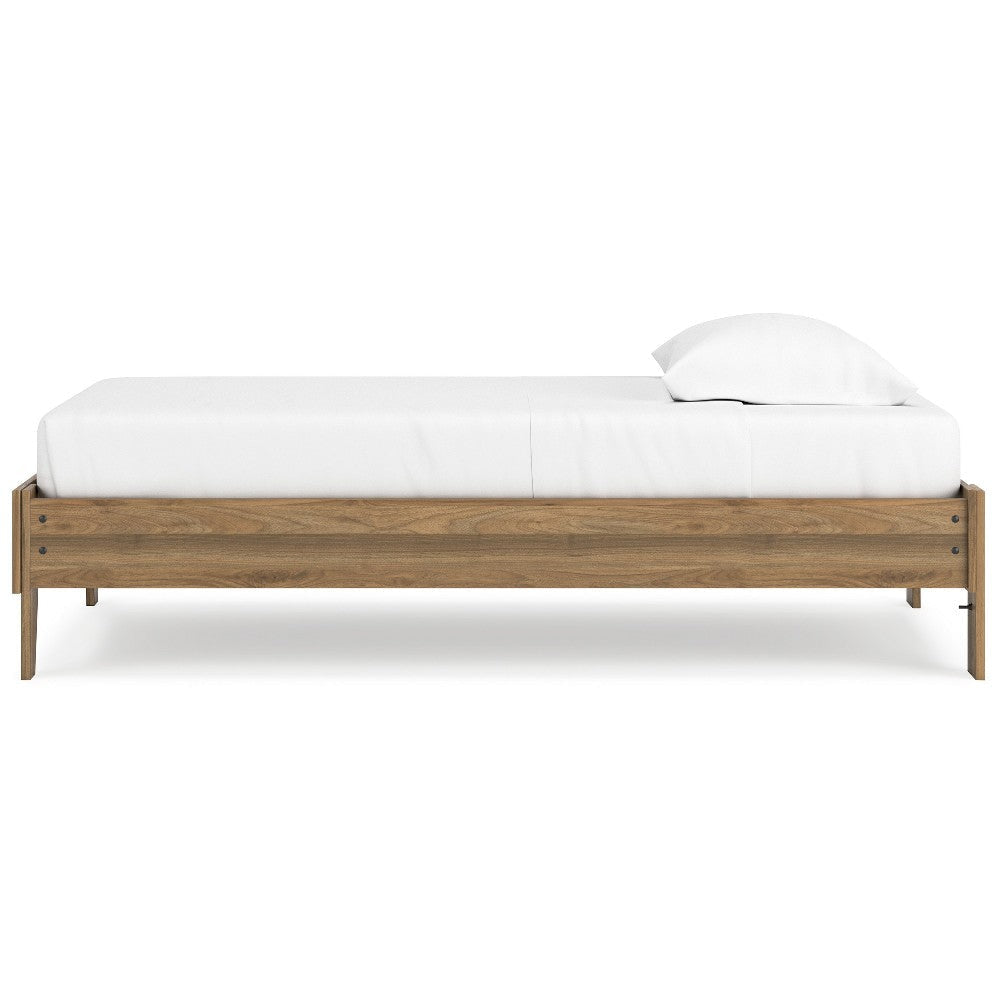 Ashley Deana Twin Platform Bed | Honey Brown Wood | Low Profile Tapered Legs BM327926