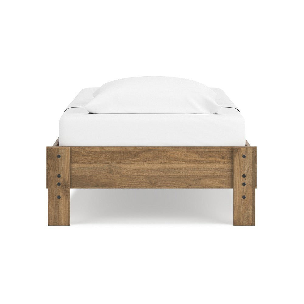 Ashley Deana Twin Platform Bed | Honey Brown Wood | Low Profile Tapered Legs BM327926