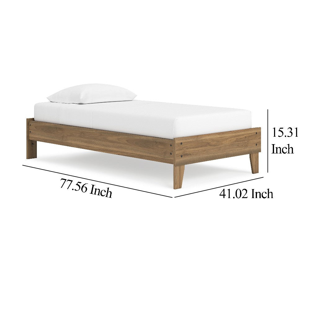 Ashley Deana Twin Platform Bed | Honey Brown Wood | Low Profile Tapered Legs BM327926