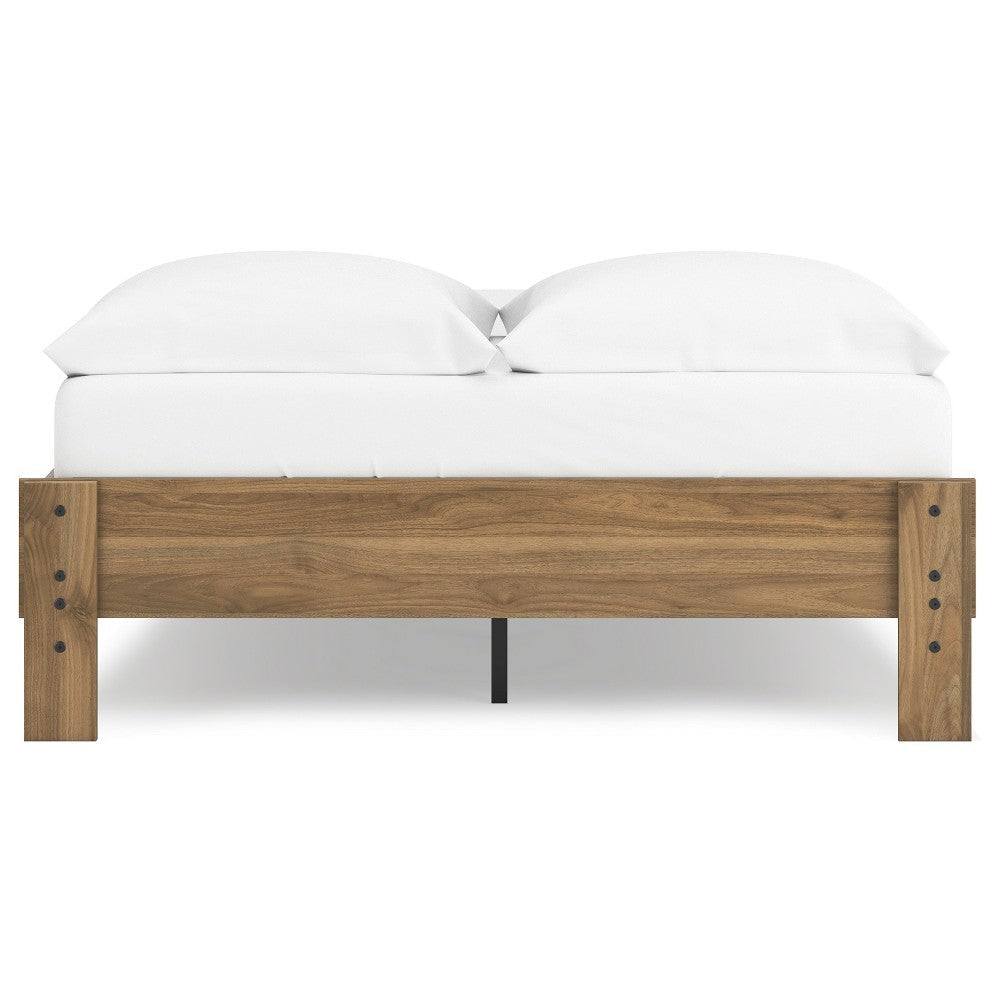 Ashley Deana Full Platform Bed | Honey Brown Wood | Low Profile Tapered Legs BM327927