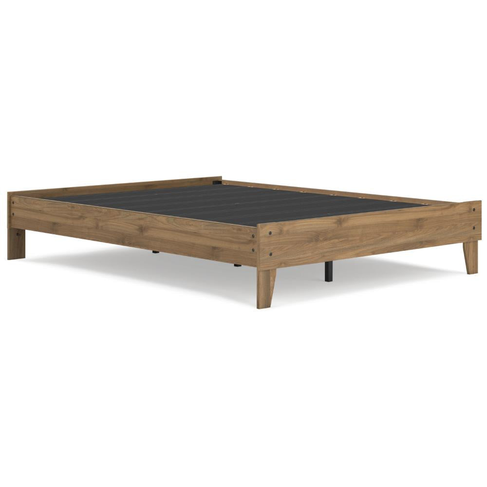 Ashley Deana Queen Platform Bed | Honey Brown Wood | Low Profile Tapered Legs BM327928