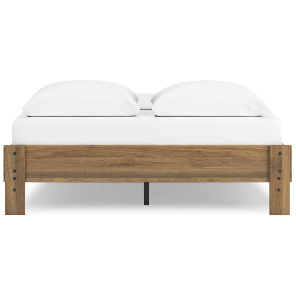 Ashley Deana Queen Platform Bed | Honey Brown Wood | Low Profile Tapered Legs BM327928