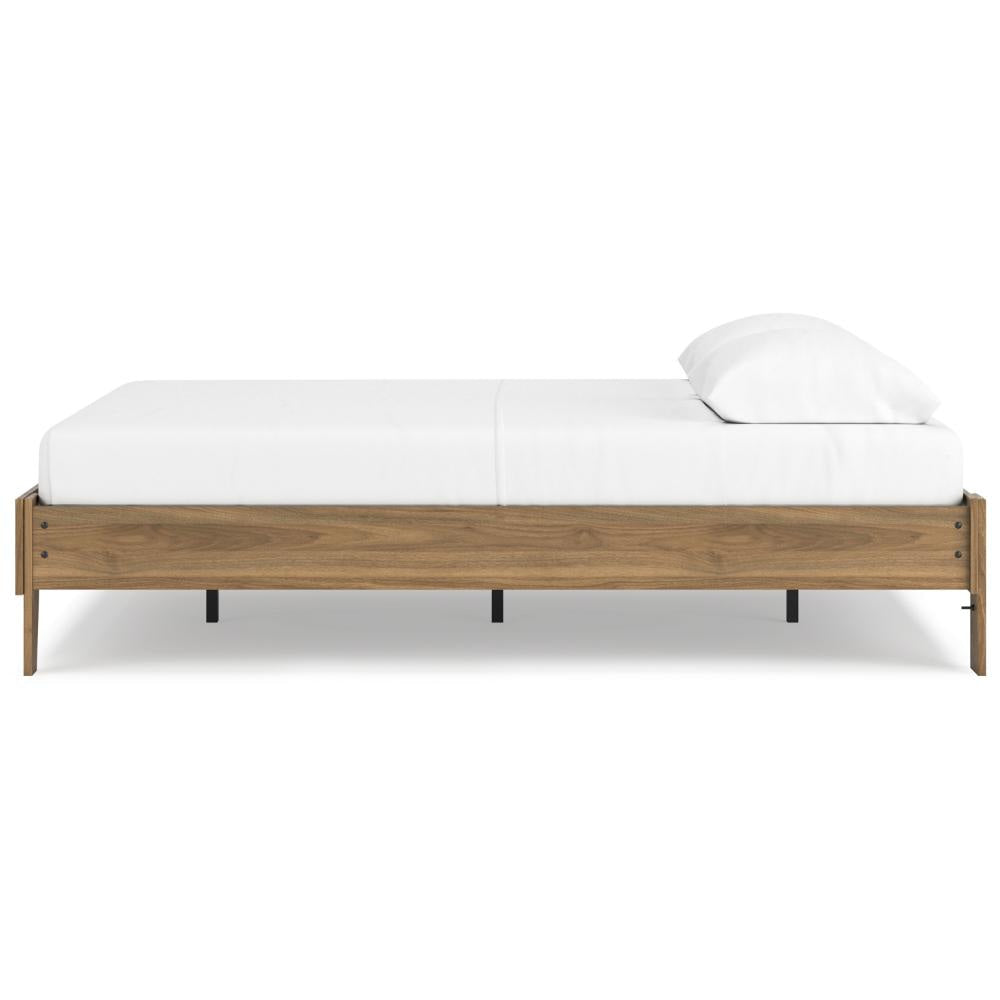 Ashley Deana Queen Platform Bed | Honey Brown Wood | Low Profile Tapered Legs BM327928