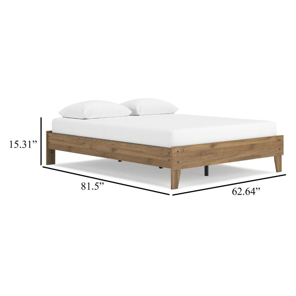 Ashley Deana Queen Platform Bed | Honey Brown Wood | Low Profile Tapered Legs BM327928