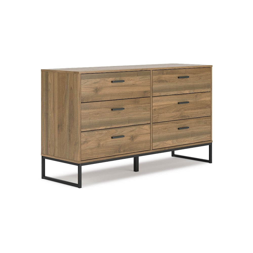 Ashley Deana Wide Dresser | 6 Drawers | Brown Wood | Black Metal Base | 59’’ BM327929