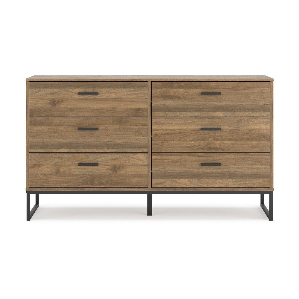 Ashley Deana Wide Dresser | 6 Drawers | Brown Wood | Black Metal Base | 59’’ BM327929