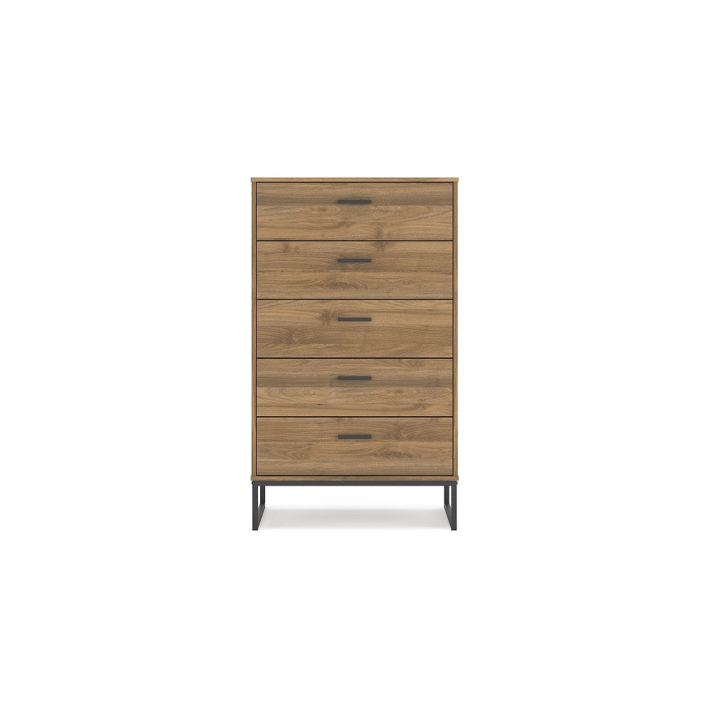 Ashley Deana Tall Dresser Chest | 5 Drawers | Brown Wood | Black Metal | 51’’ BM327930