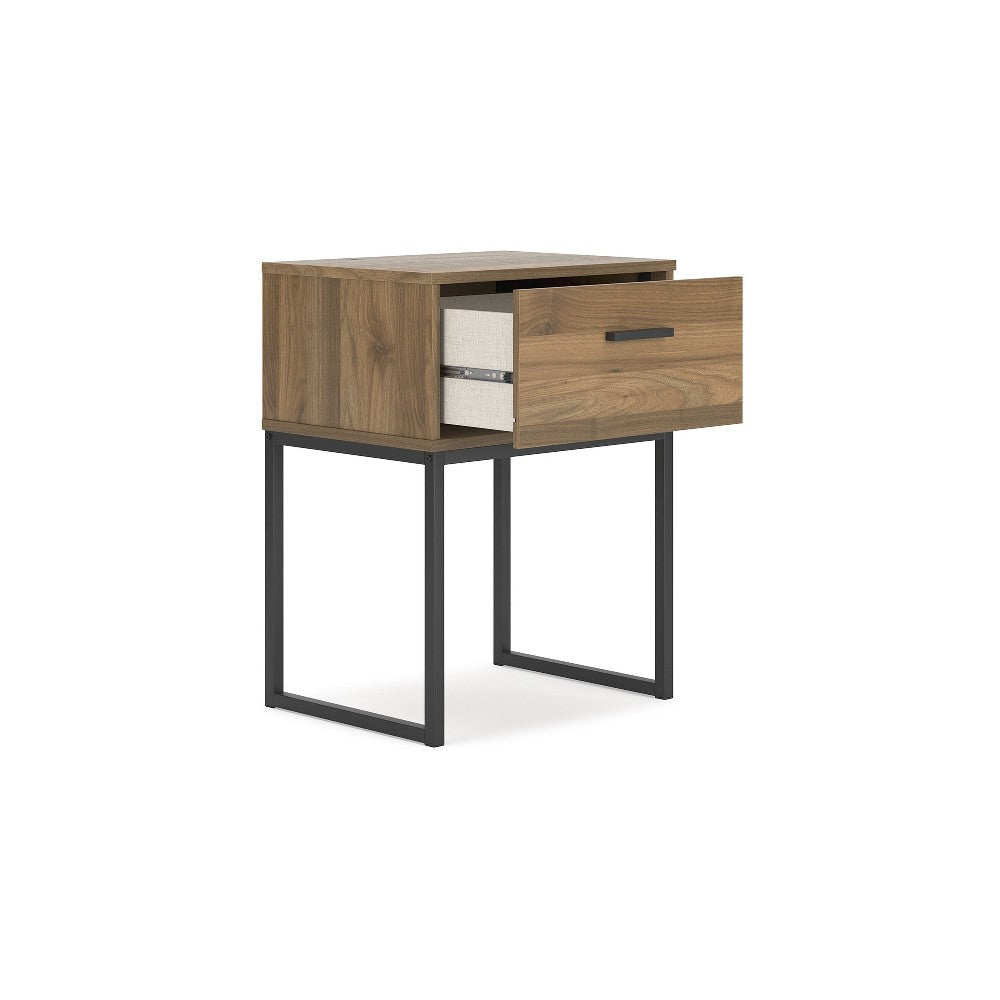 Ashley Deana Nightstand | 1 Drawer | Honey Brown Wood | Black Metal | 26’’ BM327931