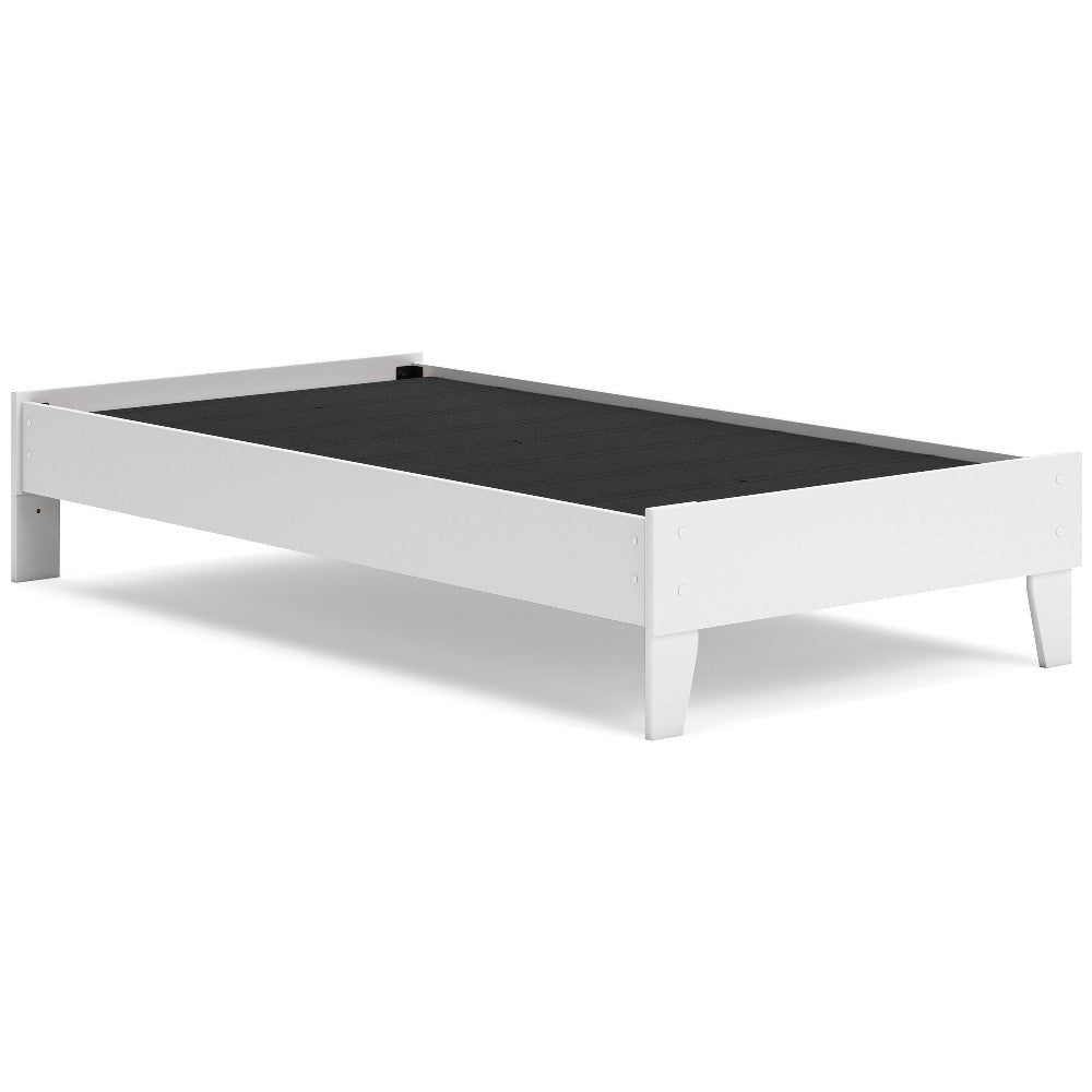 Ashley Alli Twin Size Platform Bed | Modern Matte White Wood | Low Profile BM327932