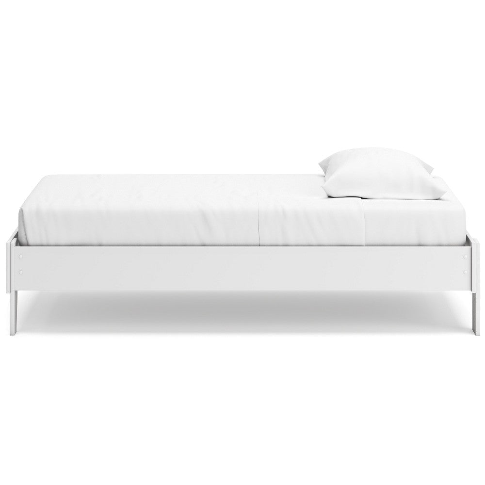 Ashley Alli Twin Size Platform Bed | Modern Matte White Wood | Low Profile BM327932