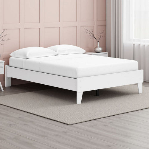 Ashley Alli Full Size Platform Bed | Modern Matte White Wood | Low Profile