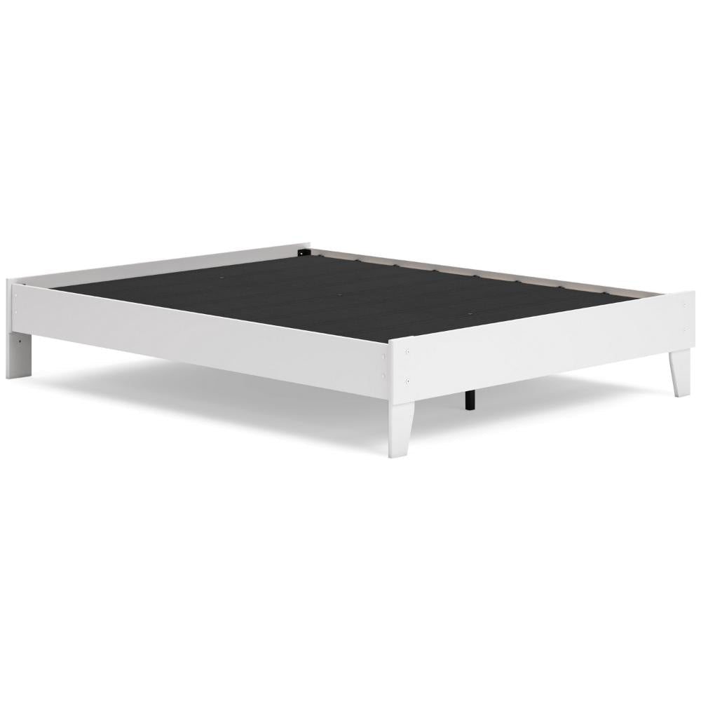 Ashley Alli Queen Size Platform Bed | Modern Matte White Wood | Low Profile BM327934