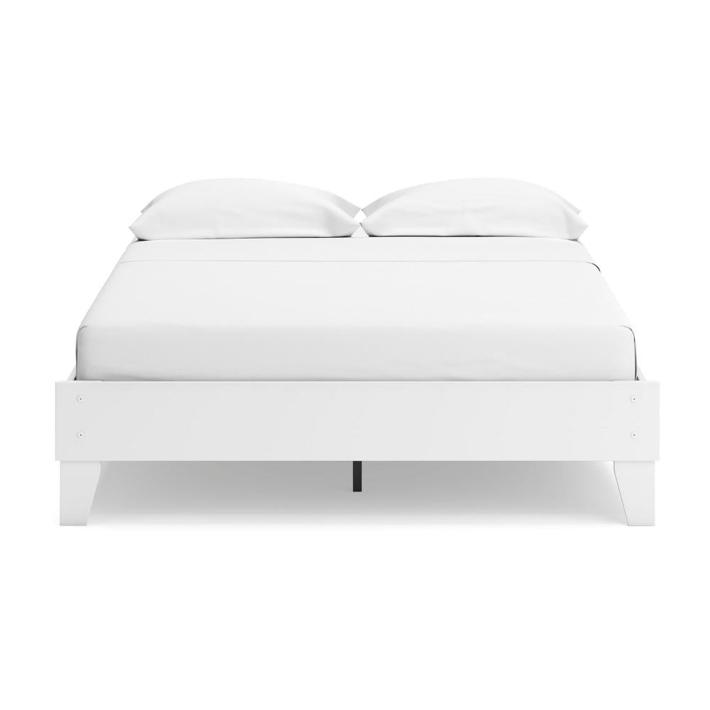 Ashley Alli Queen Size Platform Bed | Modern Matte White Wood | Low Profile BM327934