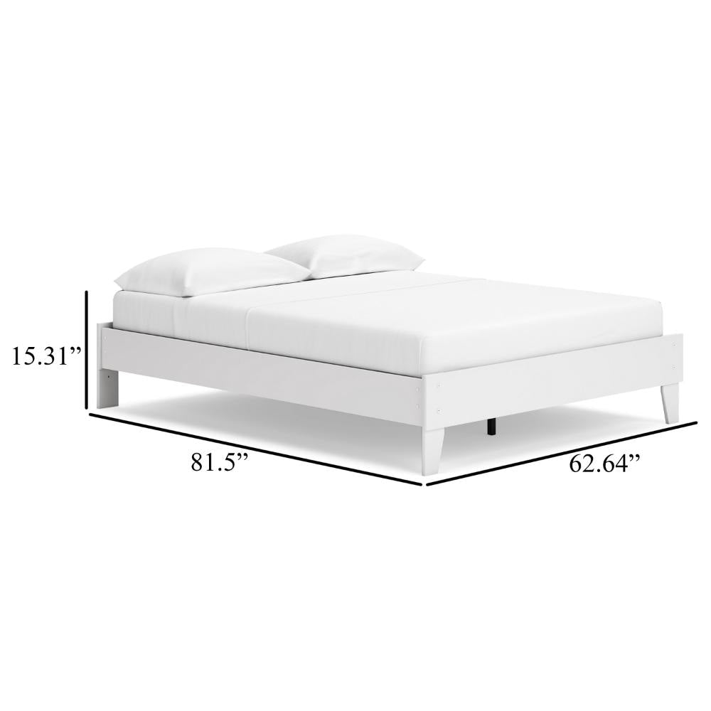 Ashley Alli Queen Size Platform Bed | Modern Matte White Wood | Low Profile BM327934