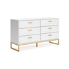 Ashley Alli Wide Dresser | 6 Drawers | Matte White Wood | Gold Metal | 59’’ BM327935