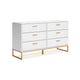Ashley Alli Wide Dresser | 6 Drawers | Matte White Wood | Gold Metal | 59’’ BM327935