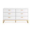 Ashley Alli Wide Dresser | 6 Drawers | Matte White Wood | Gold Metal | 59’’ BM327935