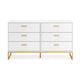 Ashley Alli Wide Dresser | 6 Drawers | Matte White Wood | Gold Metal | 59’’ BM327935