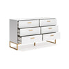 Ashley Alli Wide Dresser | 6 Drawers | Matte White Wood | Gold Metal | 59’’ BM327935
