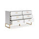 Ashley Alli Wide Dresser | 6 Drawers | Matte White Wood | Gold Metal | 59’’ BM327935