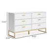 Ashley Alli Wide Dresser | 6 Drawers | Matte White Wood | Gold Metal | 59’’ BM327935