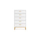 Ashley Alli Tall Dresser Chest | 5 Drawers | Matte White | Gold Metal | 51’’ BM327936