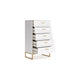 Ashley Alli Tall Dresser Chest | 5 Drawers | Matte White | Gold Metal | 51’’ BM327936