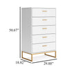 Ashley Alli Tall Dresser Chest | 5 Drawers | Matte White | Gold Metal | 51’’ BM327936