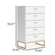 Ashley Alli Tall Dresser Chest | 5 Drawers | Matte White | Gold Metal | 51’’ BM327936