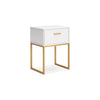 Ashley Alli Nightstand | 1 Drawer | Matte White Wood | Gold Metal Legs | 26’’ BM327937