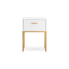 Ashley Alli Nightstand | 1 Drawer | Matte White Wood | Gold Metal Legs | 26’’ BM327937