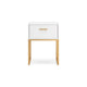 Ashley Alli Nightstand | 1 Drawer | Matte White Wood | Gold Metal Legs | 26’’ BM327937