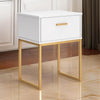 Ashley Alli Nightstand | 1 Drawer | Matte White Wood | Gold Metal Legs | 26"